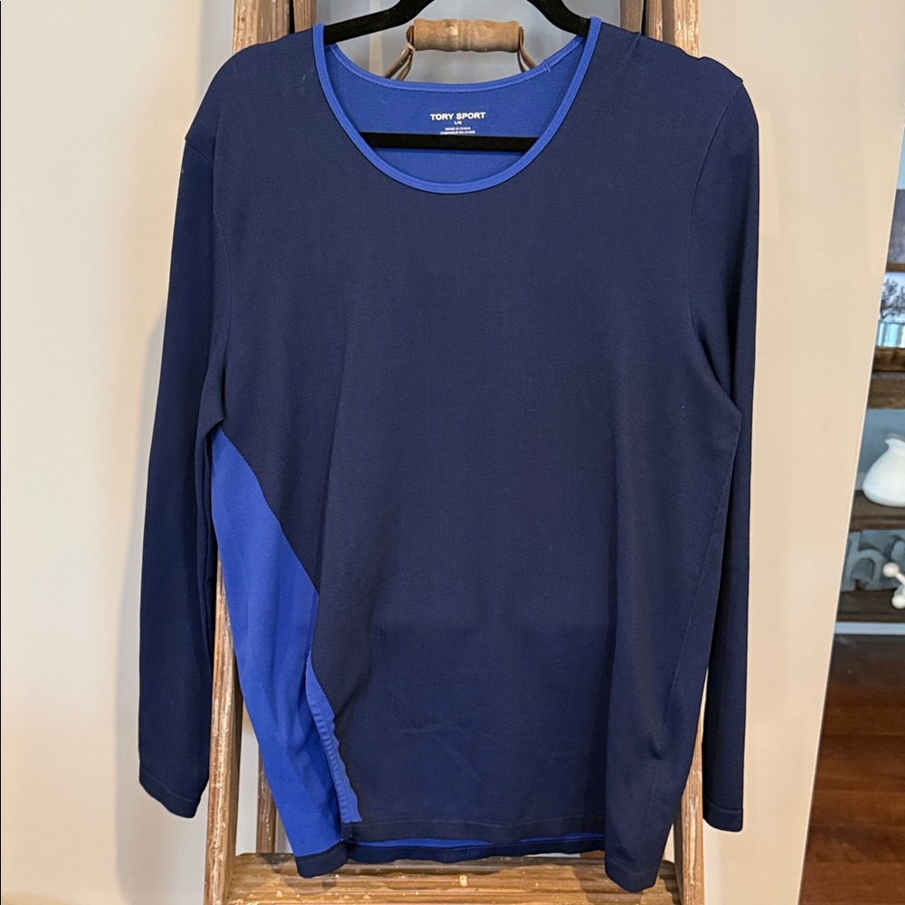 Tory Sport Dark Blue and Cobalt Long Sleeve Shirt